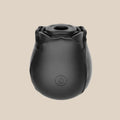 Black rose-shaped silicone clitoral stimulator with a soft matte finish, waterproof design