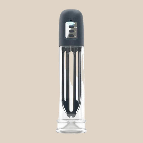Automatic clear and black vacuum pump with digital controls on white background