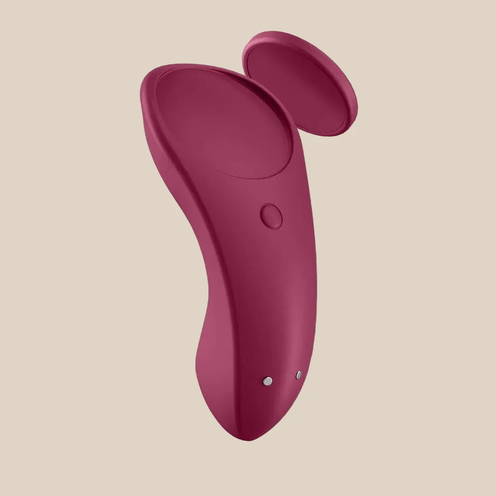 Burgundy silicone personal massager with ergonomic design and smooth, rounded edges