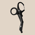 Black stainless steel safety scissors with rounded tip on white background
