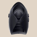 Black textured silicone male pleasure device with ergonomically curved design