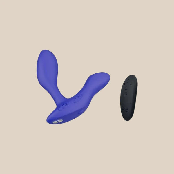 We-Vibe Vector Plus adjustable prostate massager in Royal Blue with wireless remote control available at Noirette.