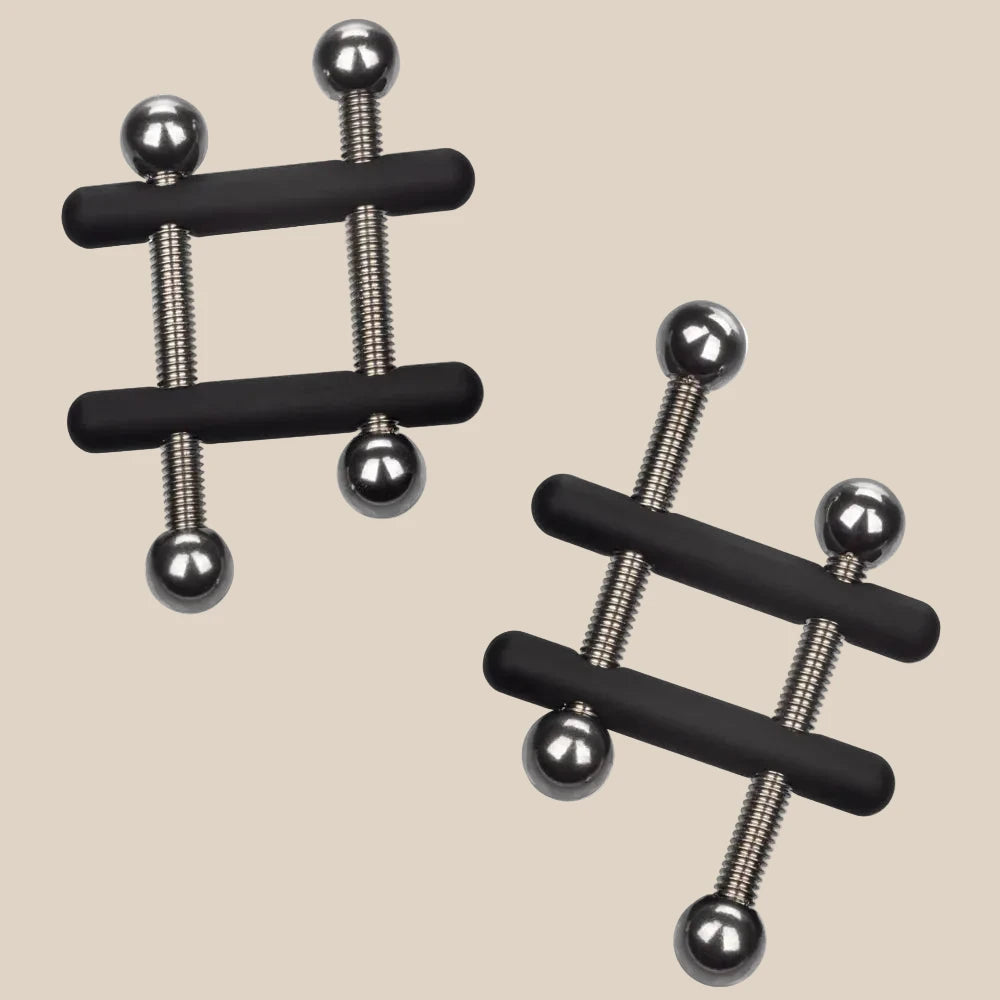 CalExotics Nipple Grips Power Grip Rubber Crossbar Nipple Vices in matte black finish available at Noirette