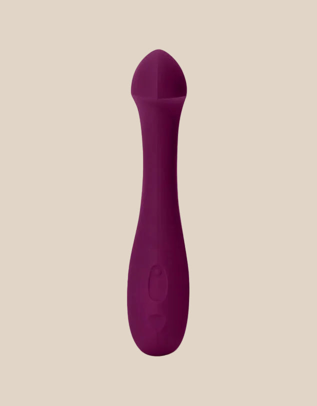 Macro shot of the flexible neck and G-spot tip on the Plum Dame Arc.
