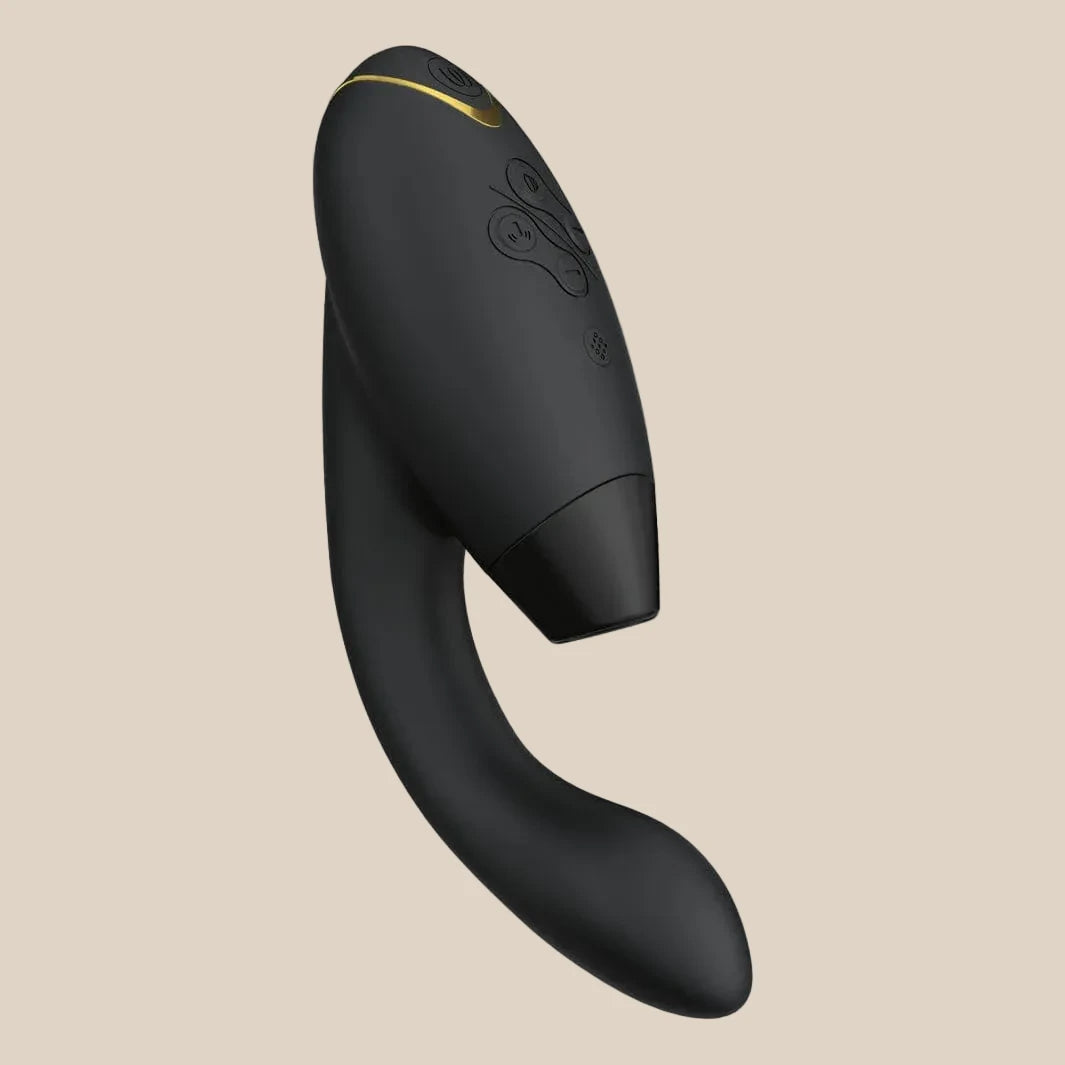 Close-up of the patented Pleasure Air Technology on the Black Womanizer Duo 2 from Noirette