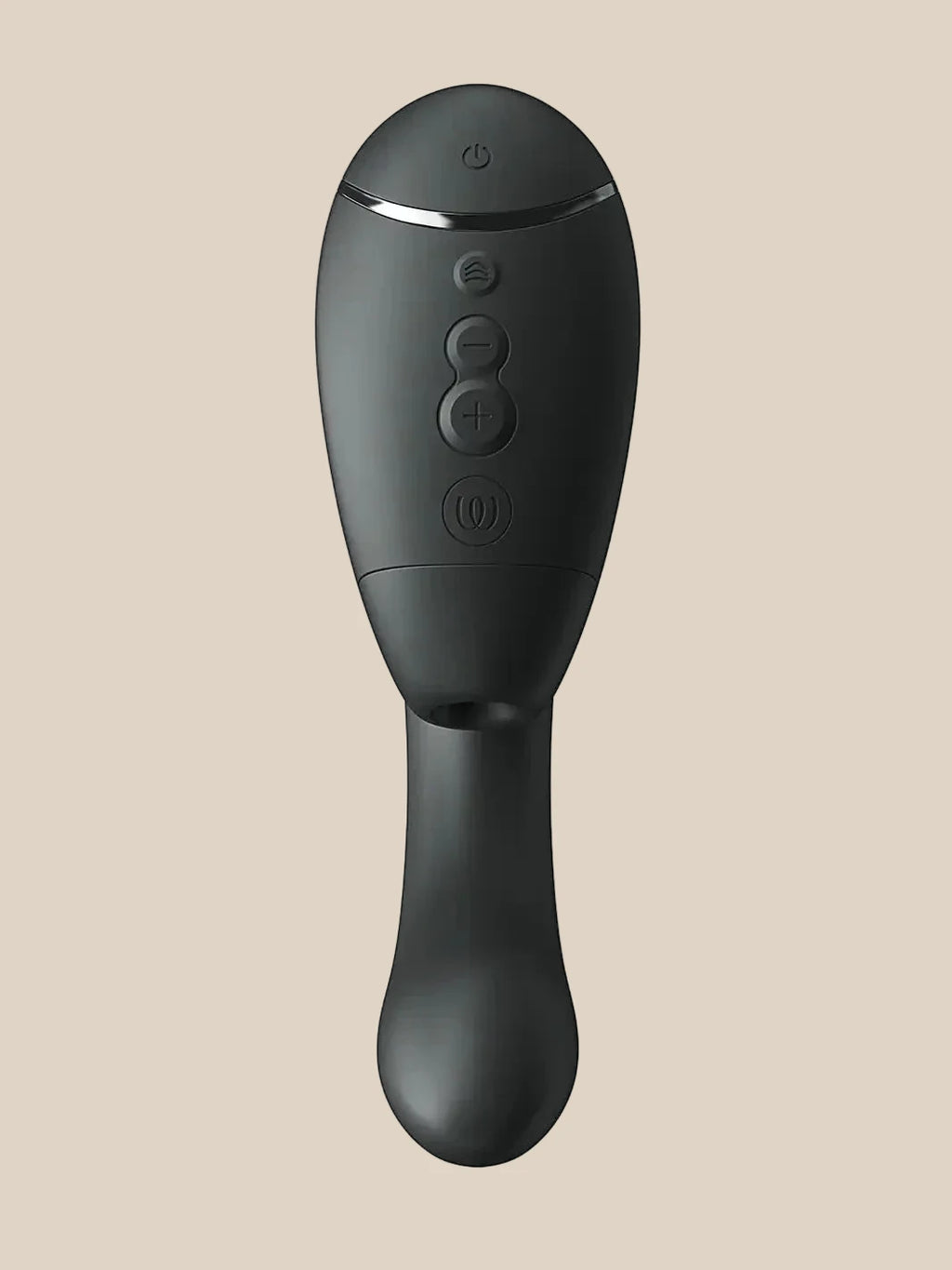 Top view of the Black Womanizer Next Duo buttons showing Climax Control and 3D Pleasure Air settings at Noirette.