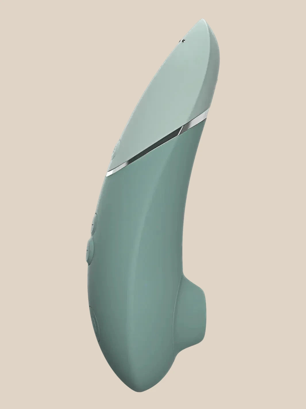 Slender, ergonomic profile of the Sage Green Womanizer Next available at Noirette.